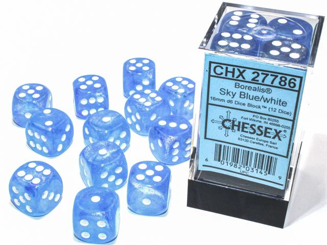 Borealis Luminary Sky Blue with White 16mm 12d6