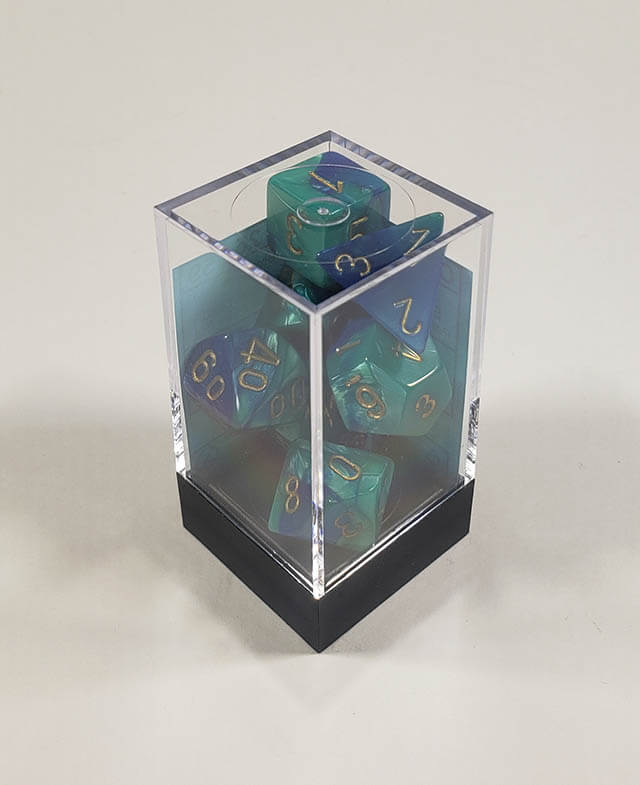 Gemini Blue-Teal with Gold Polyhedral Set - Image 2