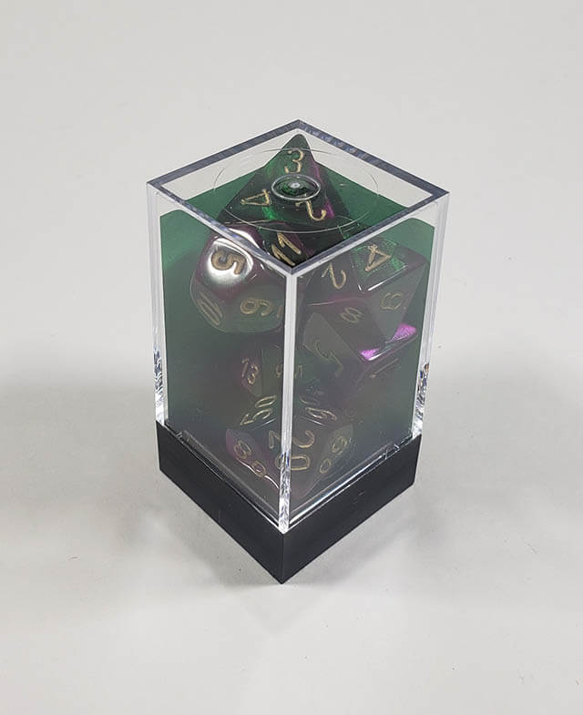 Gemini Green-Purple with Gold Polyhedral Set - Image 2