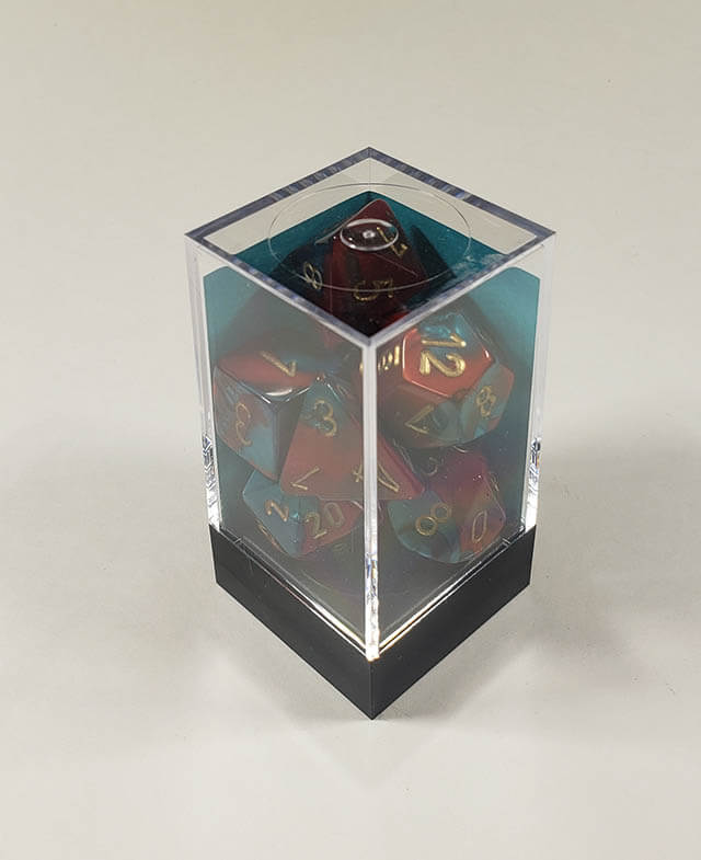 Gemini Red-Teal with Gold Polyhedral Set - Image 2