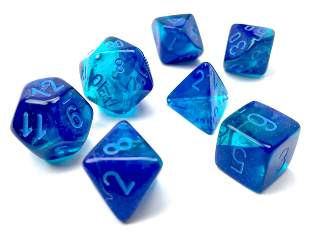 Gemini Blue-Blue with Light Blue Luminary Polyhedral Set - Image 2