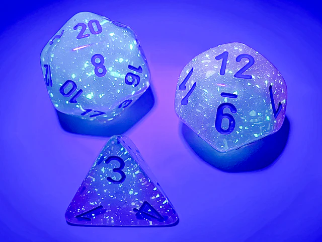 Gemini Gel Green-Pink with Blue Luminary Polyhedral Set - Image 3