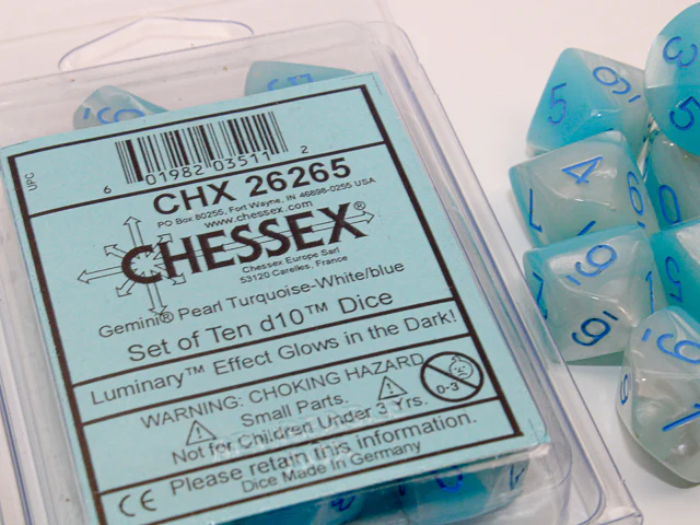 Gemini Pearl Turquoise-White with Blue Luminary 10d10 - Image 2